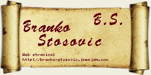 Branko Stošović vizit kartica
